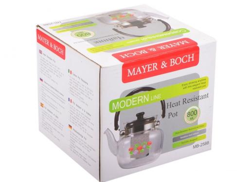Чайник Mayer&Boch 2588 0.8 л металл/стекло прозрачный