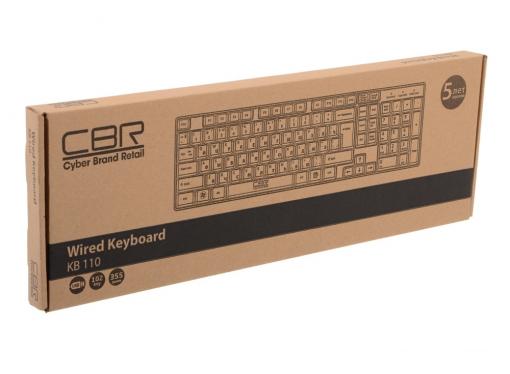 Клавиатура CBR KB 110,офисн.,поверхность под карбон , переключение языка 1 кнопкой (софт), USB