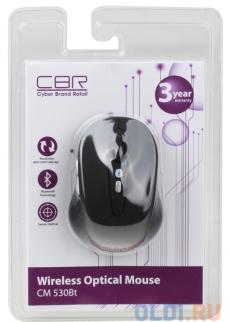 Мышь CBR CM-530 Bluetooth Black Оптика, 800/1200/1600dpi, 2 доп.кл., софттач, мини