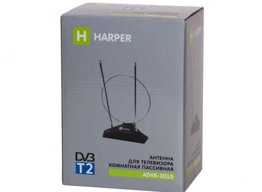 Телевизионная антенна HARPER ADVB-2010 (комнатная, активная;DVB-T2; VHF / UHF (174–230 MHz, 470-862 MHz)  1 м)