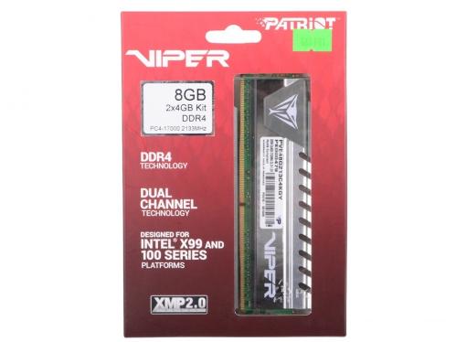 Память DDR4 8Gb 2x4GB (pc-17000) 2133MHz Patriot Viper4 Elite CL14 Grey PVE48G213C4KGY
