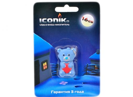 Внешний накопитель 16GB USB Drive (USB 2.0) ICONIK Мишка Серый ТЕДДИ (RB-BEARG-16GB)
