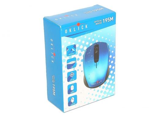 Мышь Oklick 195M blue/black optical (800dpi) USB (2but)